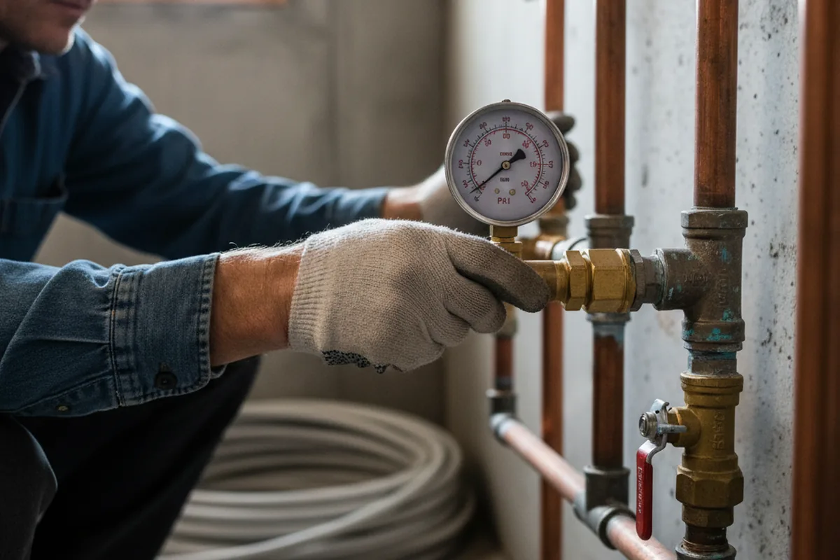 Pressure testing a repaired line during Water Line Repair in Galvin